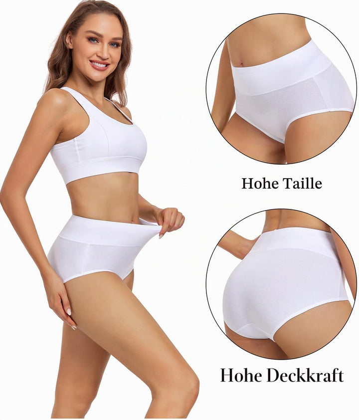 wirarpa Damen Unterhosen Baumwolle Unterwäsche Hohe Taille Slips Hoher Taillenslip für Frauen 5er Pa