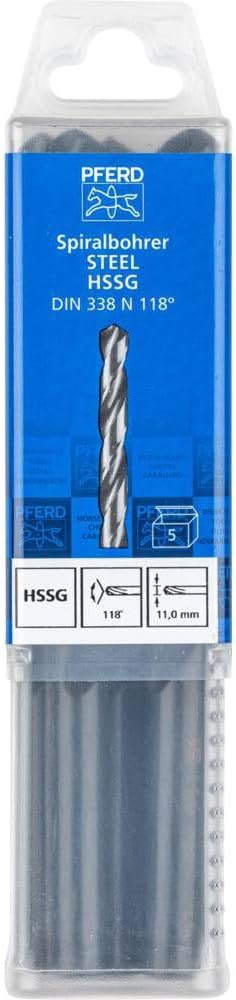 PFERD Spiralbohrer STEEL, 5 Stück | Ø 11,0 mm, HSS-G N, DIN 338, 118° | 25203543 - universell einset