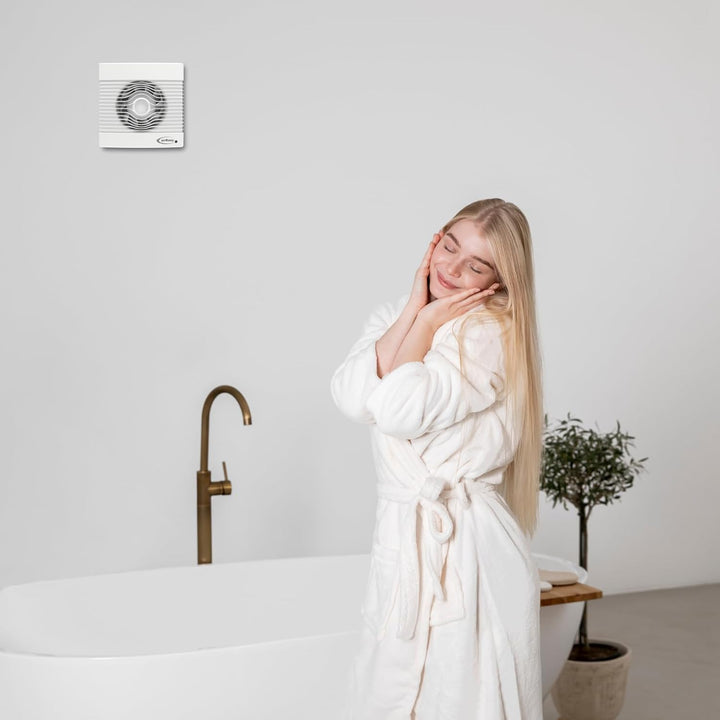 MKK Wohnraumventilator 100mm Wandmontage Lüfter Leise Badlüfter Weiss (Nachlauf), Nachlauf