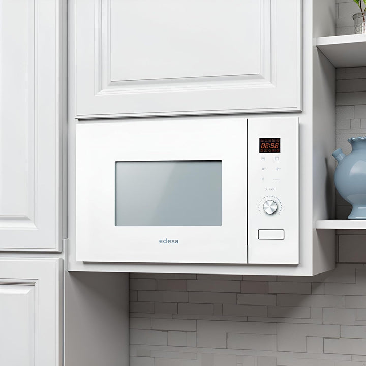EDESA Mikrowelle EMW-2020-IG WH mit Einbau, 20 l, 800 W und Grill, 1000 W, Innengehäuse aus Edelstah