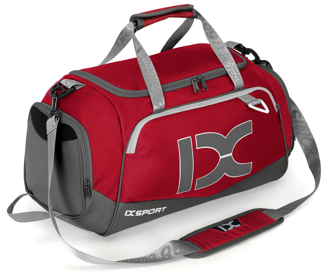 INOXTO Grosse Sporttasche, Faltbare Sport-Reisetasche mit Nass- und Trockentaschen und Schuhfach, He