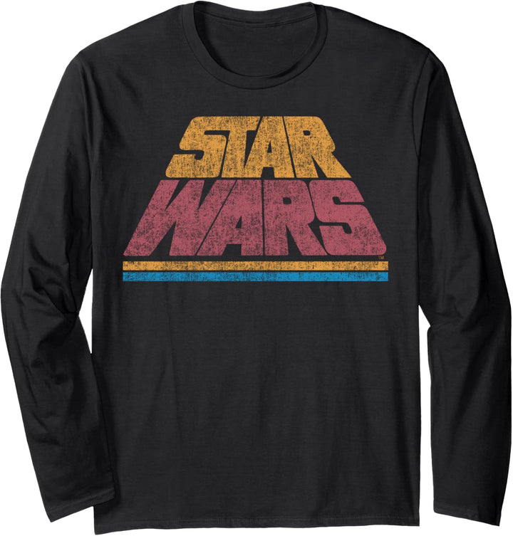 Star Wars Retro Stacked Text Logo Langarmshirt