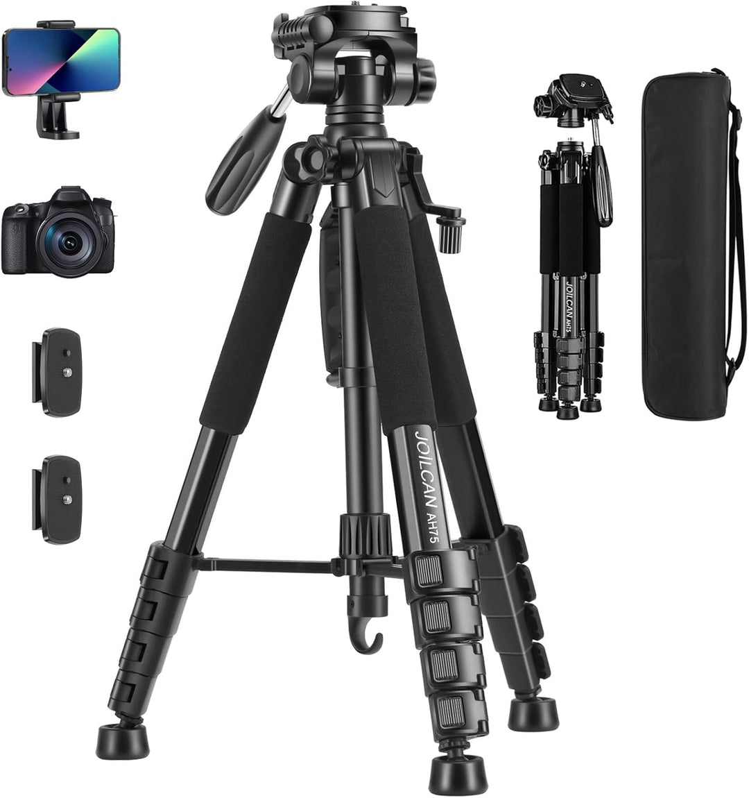 JOILCAN Kamera Stativ, 187cm Aluminium Leichte Dreibeinstativ für Canon Nikon DSLR mit Abnehmbar 3-W