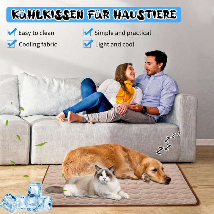 Kühlmatte Hunde, 70×55 cm Pet Cooling Mat, Kühldecke für Tiere, Abwischbar, Robust, Kühlmatte für Hu