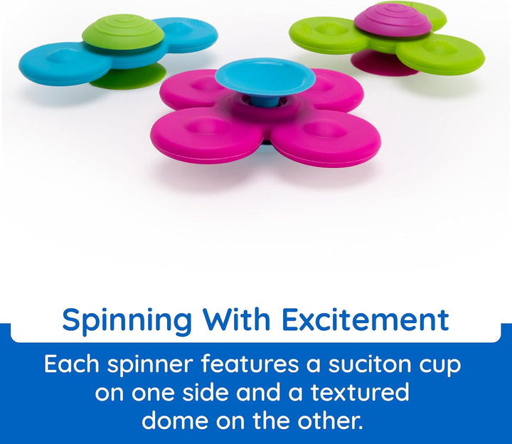 Fat Brain Whirly Squigz, Kids Preschool Toy, Spinning and Stacking Toy with Suction, Toy Building Se