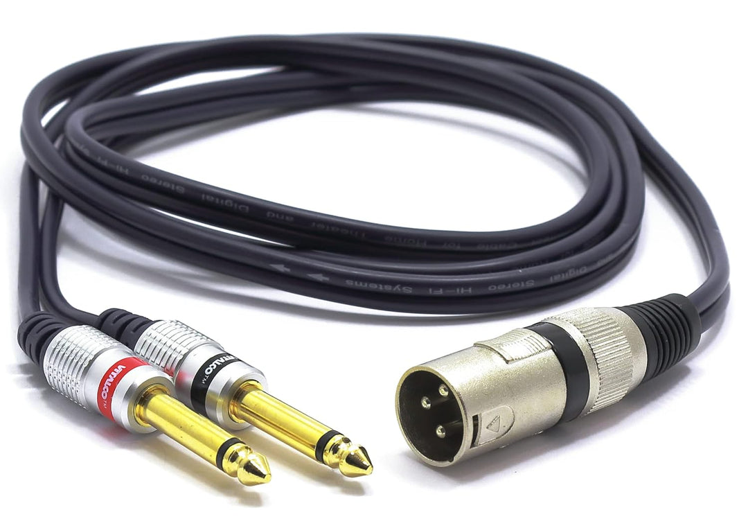 XLR Stecker auf 2x 6.3mm TS Klinke Kabel 5m Mikrofonkabel 3 Polig auf Mono Klinkenstecker Audio Adap