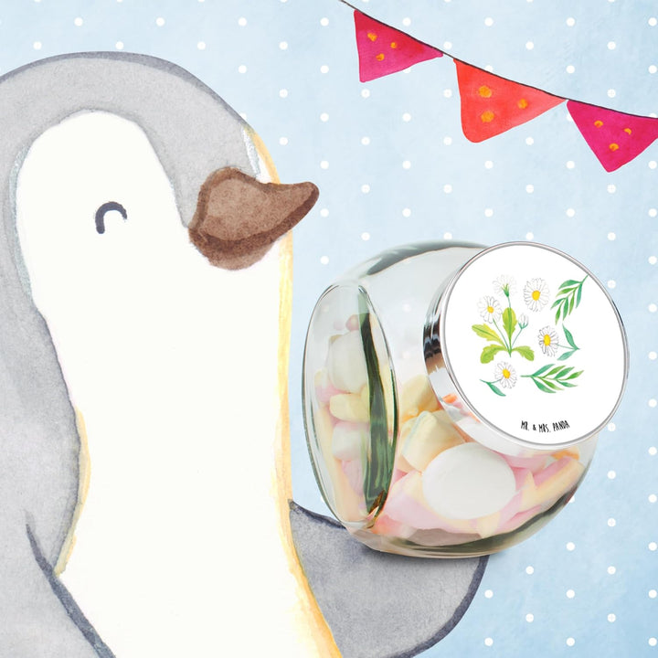 Mr. & Mrs. Panda Teedose Wiesenzauber Design XL 2000ml - Geschenk, Aquarell, Gänseblümchen, Muster,