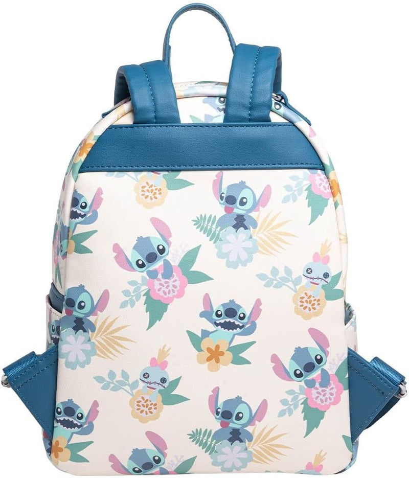 loungefly Disney Lilo & Stitch Hawaiian Flowers Stitch and Scrump AOP Double Strap Shoulder Bag Purs