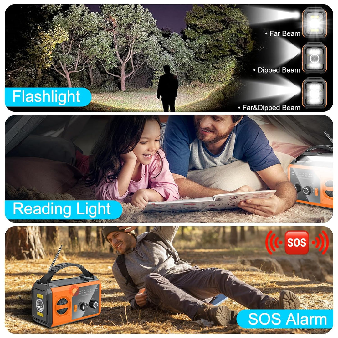 Wholede 30000mAh Kurbelradio mit Bluetooth, Solar Radio mit Handyladefunktion, AM/FM Tragbar Notfall