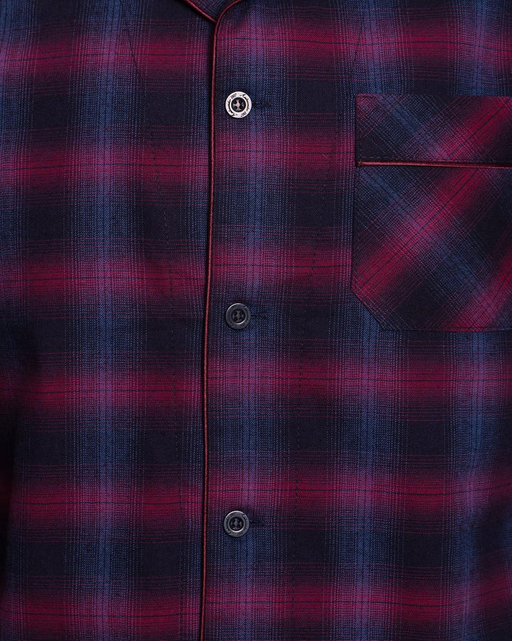Revise RE-911 Schlafanzug für Herren - Lang - Flannel 100% Baumwolle - Pyjama - M Dunkelblau / Rot 1