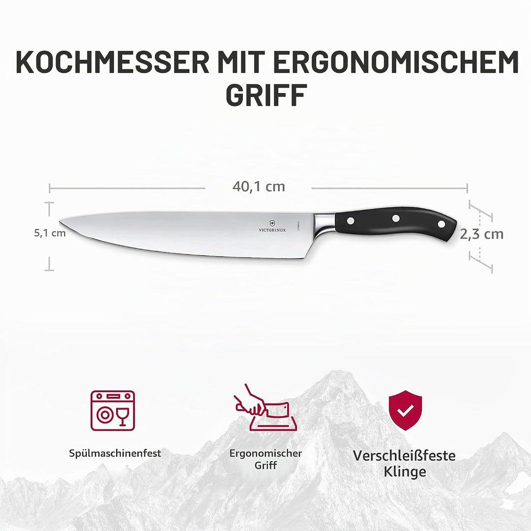 Victorinox Grand Maître, Profi Kochmesser, Extra Scharfe Klinge, gerader Schliff, 25 cm, Robuster Ku