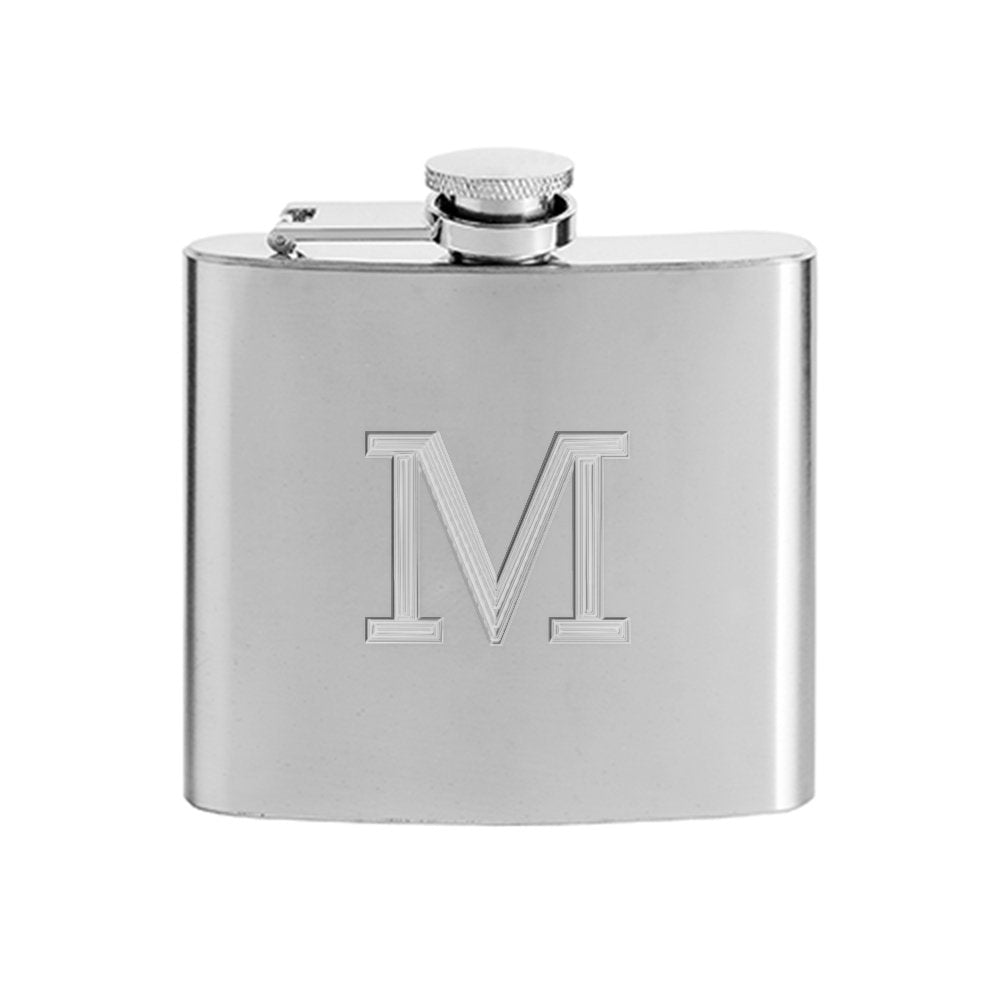 AMAVEL Flachmann aus Edelstahl mit Gravur Personalisiert mit Initial, Geburtstagsgeschenke, Füllmeng