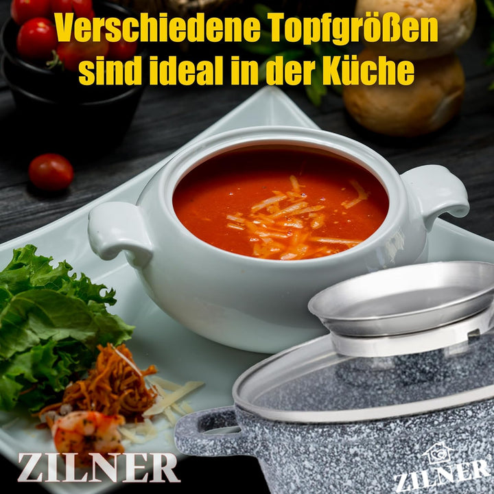 Kochtopf Set Induktion 10-Teilig - Topfset mit Glasdeckel - Töpfe für alle herdarten - 5x Kochtöpfe