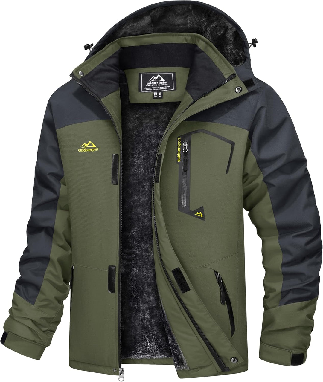 TACVASEN Herren Winter Wasserdichte Winddichte Winterjacke Warme Fleece-Futter Ski Regenmantel mit K