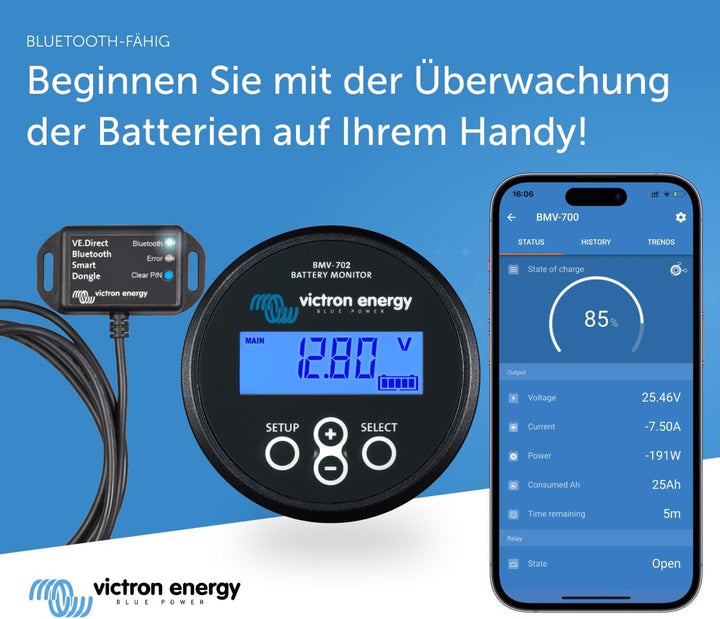 Victron Energy BMV-702 Batterie Monitor (Schwarz) BMV 702 - Schwarz, BMV 702 - Schwarz