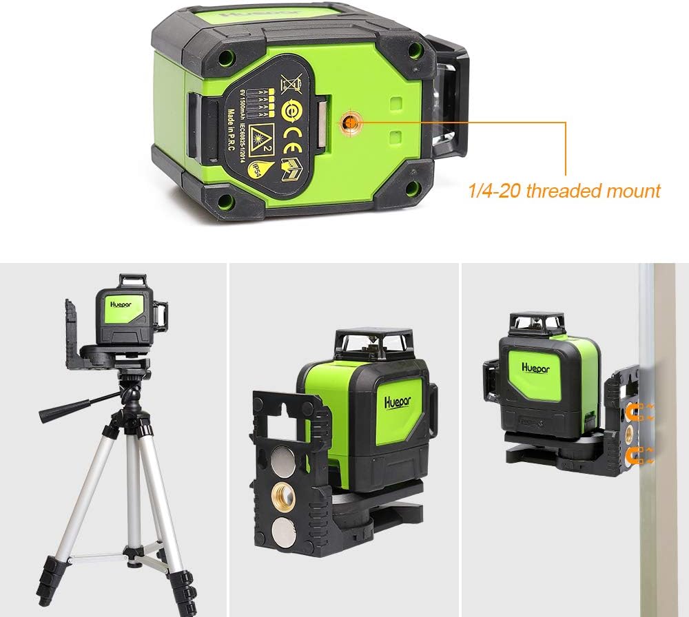 Huepar 902CG 2 x 360 Kreuzlinienlaser Grün, 360 Grad Linienlaser Selbstnivellierenden Laser Level mi