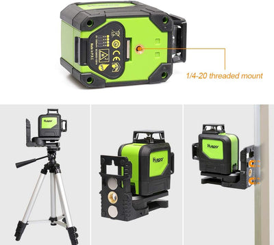 Huepar 902CG 2 x 360 Kreuzlinienlaser Grün, 360 Grad Linienlaser Selbstnivellierenden Laser Level mi