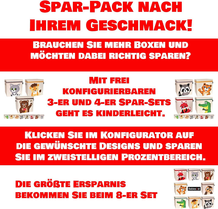 Babies1st Spielzeug Aufbewahrungsbox Kinder, mit Deckel 33x33x33 cm, Boxen für Kallax Regal, Spielze