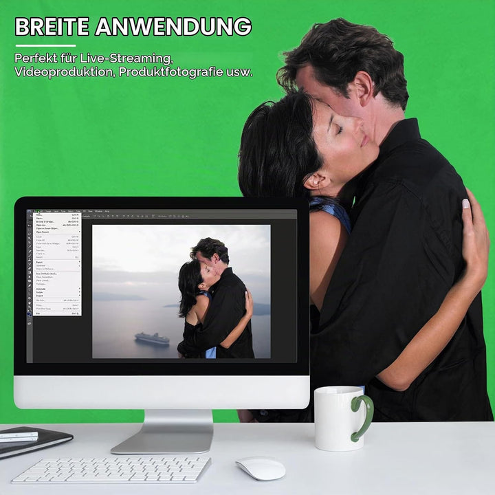 Greenscreen, 3x3m/9.8ftx9.8ft Green Screen mit 4 Leimzwinge für Fotografie, Orthland Fotohintergrund