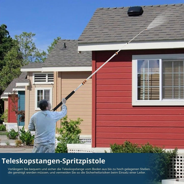 Teleskop Hochdruckreiniger Zauberstab, 7,3 m Hochdruckreiniger Sprühstab Set mit 7 Sprühdüsenspitzen