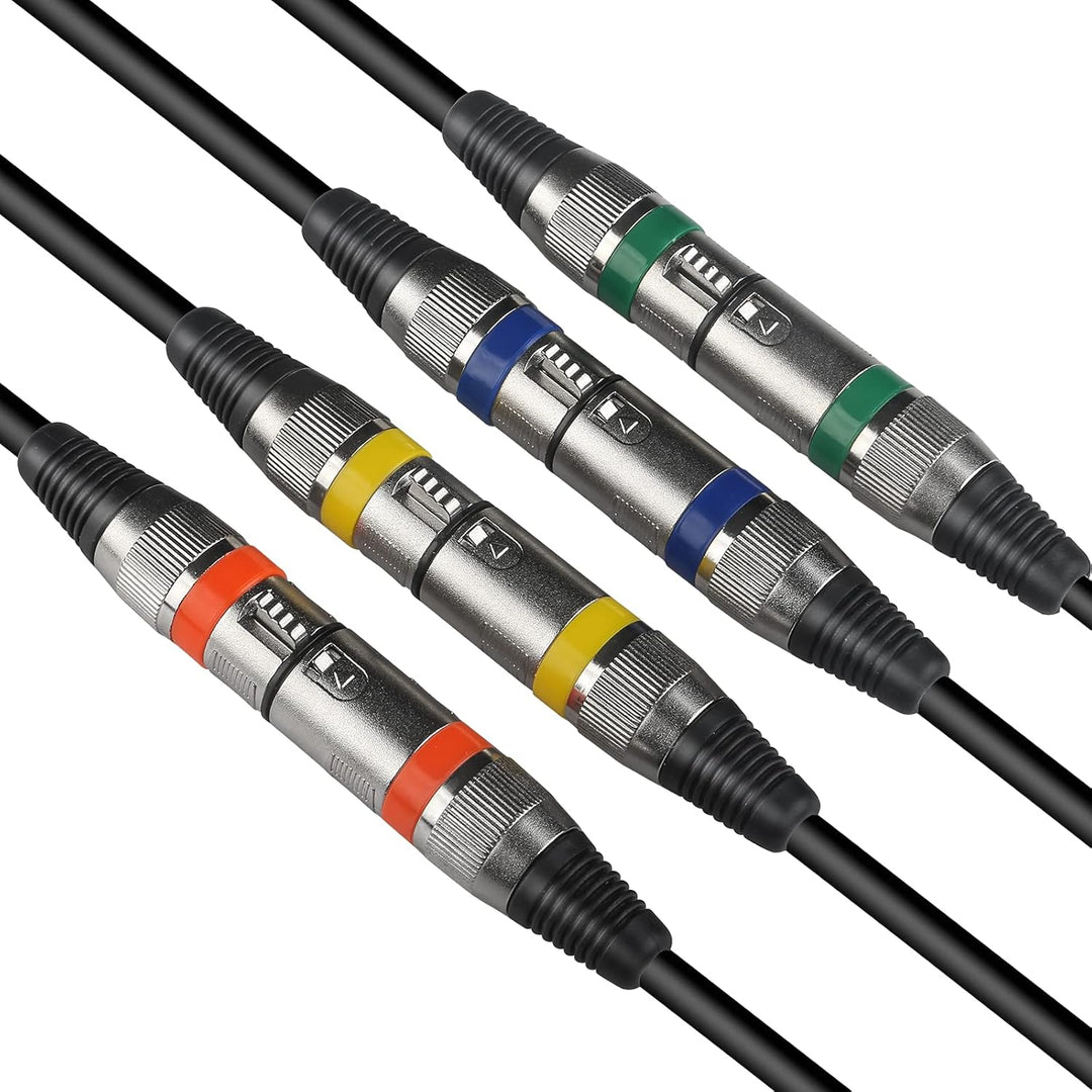 4Pack Dmx Kabel 5m 3 Pin Dmx Cables XLR Kabel 4er Set, Microfon Kabel XLR Dmx Buchse Stecker 3 Polig