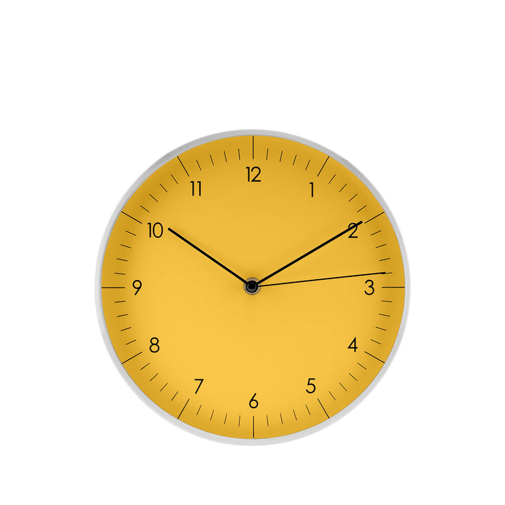 LUUK LIFESTYLE Moderne Quarz Wanduhr, Geräuschlos, 24,8cm, Gelb &amp; Silber | lesbare arabische Ziffern