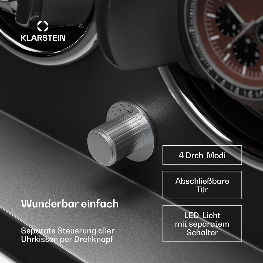 Klarstein Uhrenbeweger für Automatikuhren, Automatik-Uhrenbeweger für 3 Uhren, Automatikuhr mit Acry
