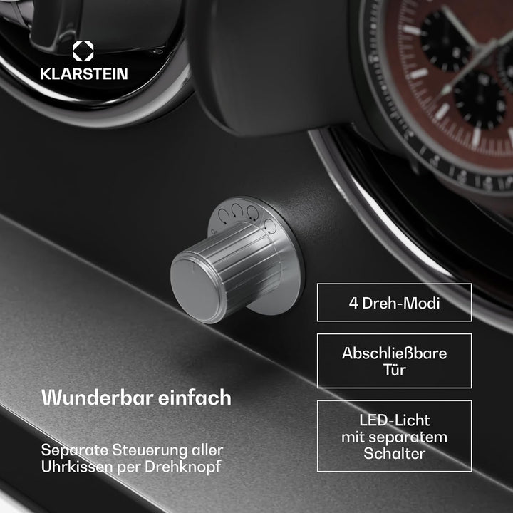 Klarstein Uhrenbeweger für Automatikuhren, Automatik-Uhrenbeweger für 3 Uhren, Automatikuhr mit Acry