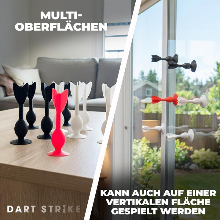 Dart Strike® | Mix Spiel Dart mit Saugnäpfen & Petanque | 11 Silicone Multi Surface Darts + Bag | Ki