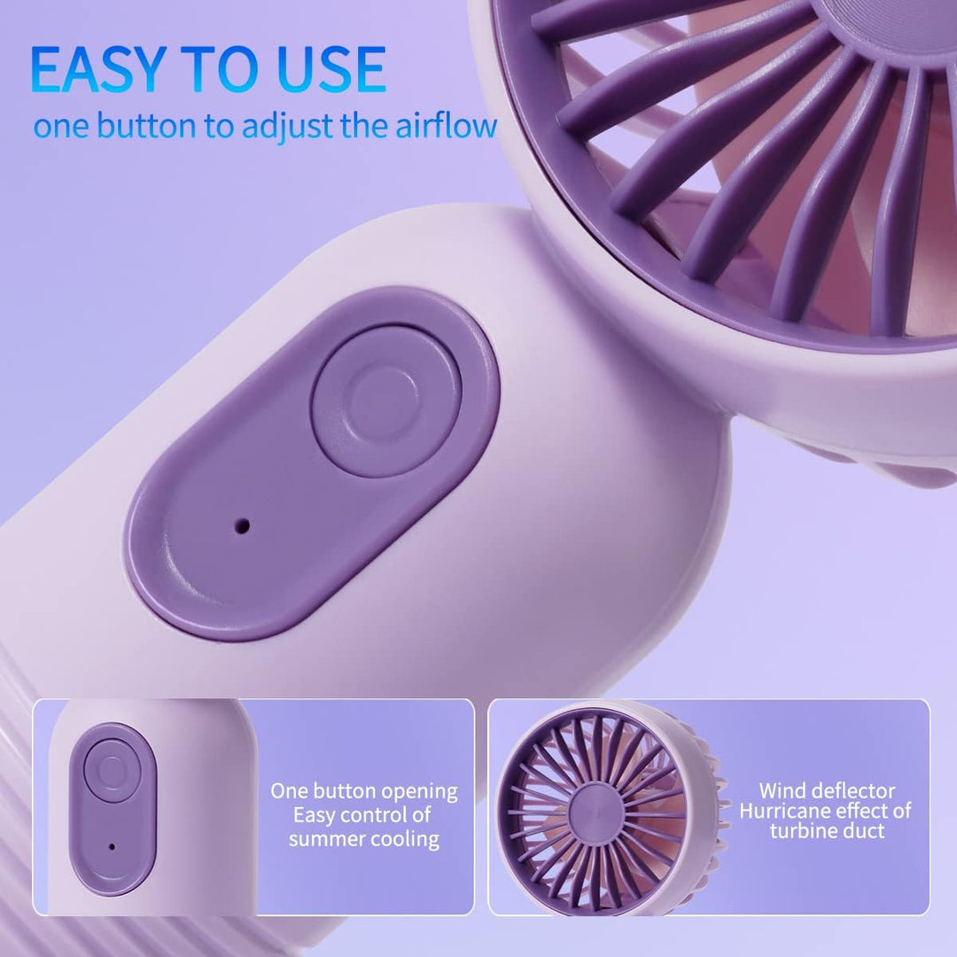 VanSmaGo 3PC Mini Handventilator Akku Aufladbar, 3 Stufen Cute USB Fan | Portable Hand Fan, Mini Ven