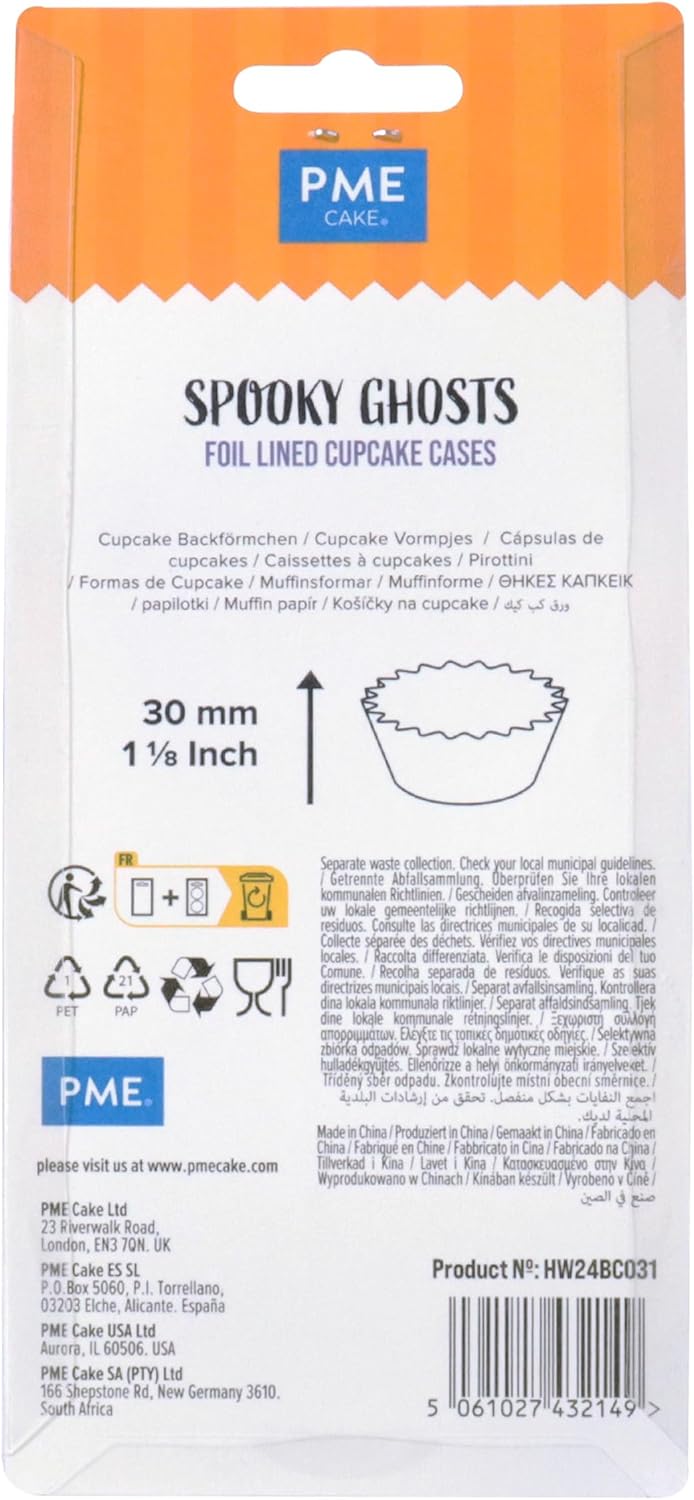 PME Halloween Folienbeschichtete Cupcake-Förmchen - Spukende Geister (60 Stück), Spukende Geister