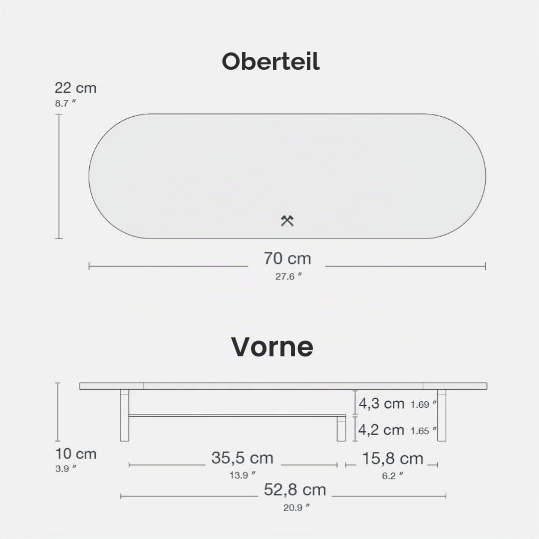 Woodcessories Monitorständer Holz Eiche - Ergonomisch Schreibtisch Monitorerhöhung / Bildschirmerhöh