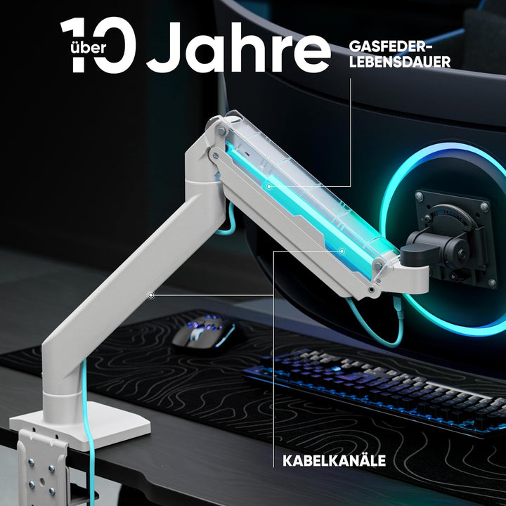 ONKRON Monitor Halterung Tisch für 15-42 Zoll Bildschirm bis 15 kg, Monitor Arm RGB mit USB und Type
