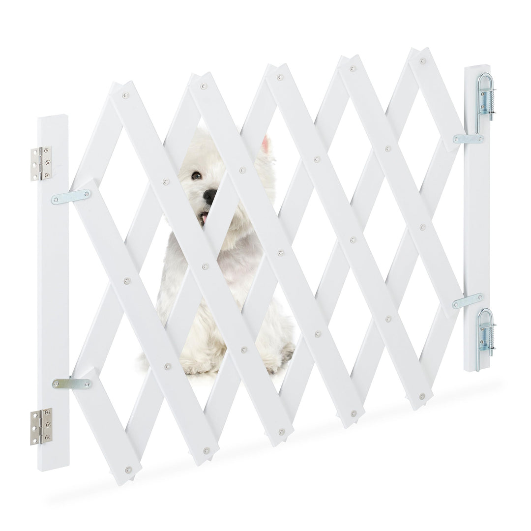 Relaxdays Hundeabsperrgitter ausziehbar bis 108,5 cm, 47,5-60 cm hoch, Bambus, Hunde Schutzgitter fü