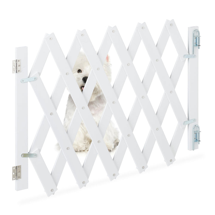 Relaxdays Hundeabsperrgitter ausziehbar bis 108,5 cm, 47,5-60 cm hoch, Bambus, Hunde Schutzgitter fü
