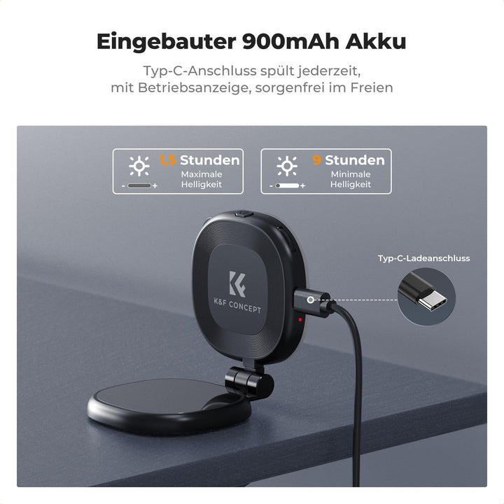 K&F CONCEPT Magnetische Selfie Licht mit Spiegel, 900mah Handy Ringlicht kompatibel mit iPhone Magsa