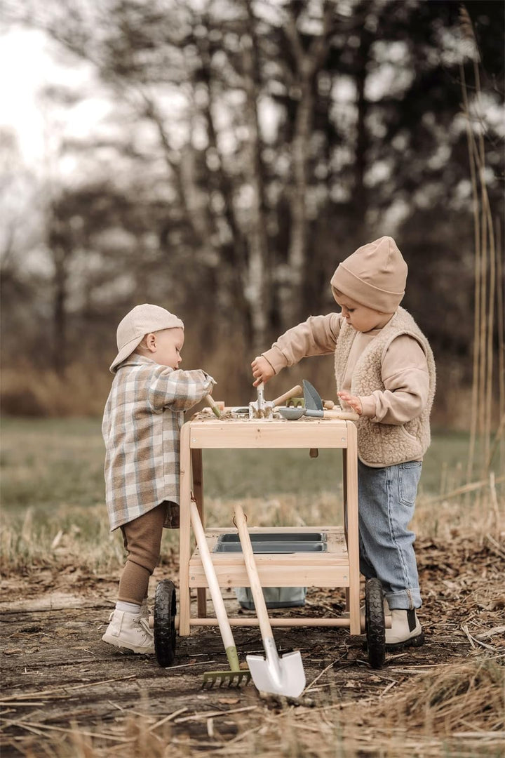 small foot Gartenwerkzeug-Set aus Holz und Metall, Gartenspielzeug für Kinder ab 3 Jahren in moderne