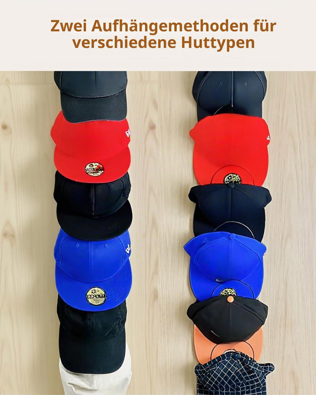 LINFIDITE Cap Halter Tür Hut Racks, Baseball Cap Halterung Schrank hängende Einstellbare Huthalter,f