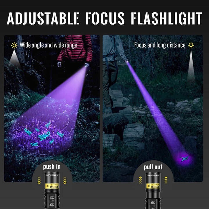 DARKBEAM UV Taschenlampe Schwarzlicht 365nm &amp; 395nm, LED Taschenlampen Ultraviolett USB Aufladbar Su