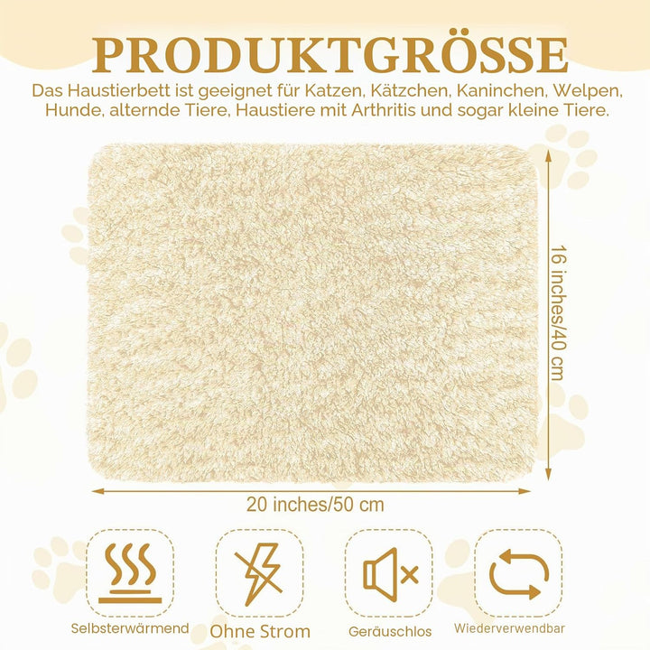 Photect 4 Coussins Auto-Chauffants pour Animaux de Compagnie Tapis pour Chien Lavable Amovible Fond