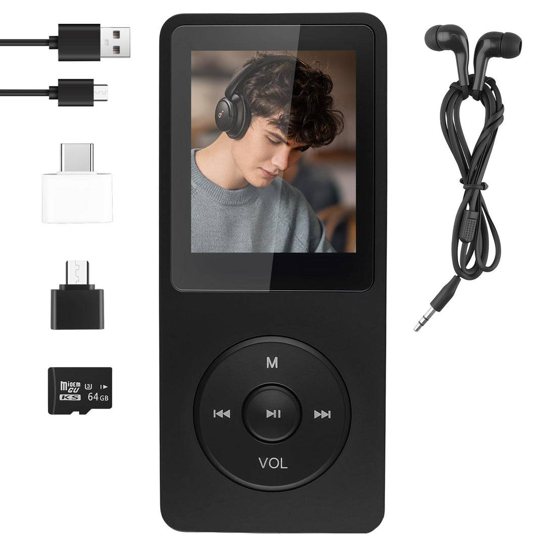 64GB MP3 Player Bluetooth 5.3, Musikplayer mit Lautsprecher & HD-Klang, HiFi-Sound Verlustfreier Aud
