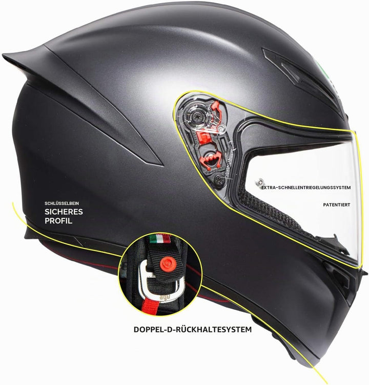 AGV K1 E2205 Helm, robust, Mattschwarz, Grösse XL, Matt Schwarz, 0281A4I0_003_XL Matt Schwarz XL, Ma