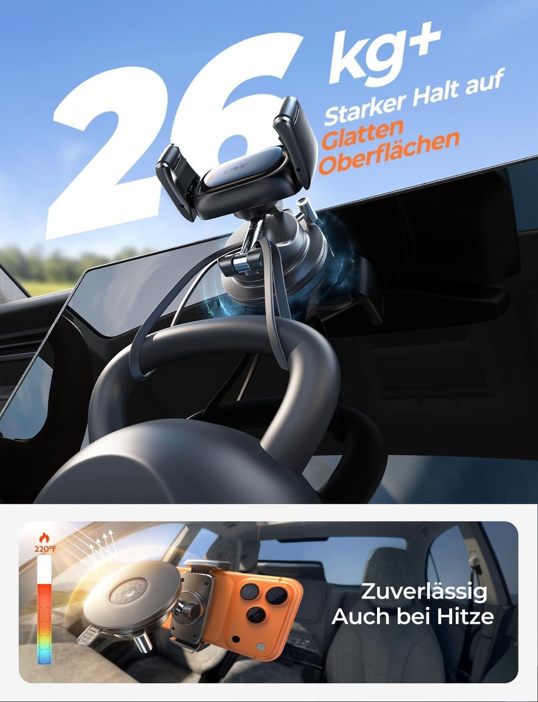 LISEN Vakuum Handyhalterung Auto - [Selbstanpassend] [Pionier-Design] Handyhalterung Auto mit Snapmo