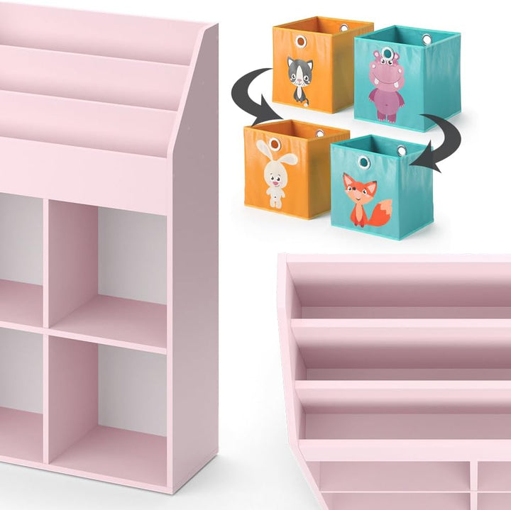Vicco Kinderregal Luigi, Rosa, 72 x 114.2 cm mit 2 Faltboxen (bunt) Rosa mit 2 Faltboxen, Rosa mit 2