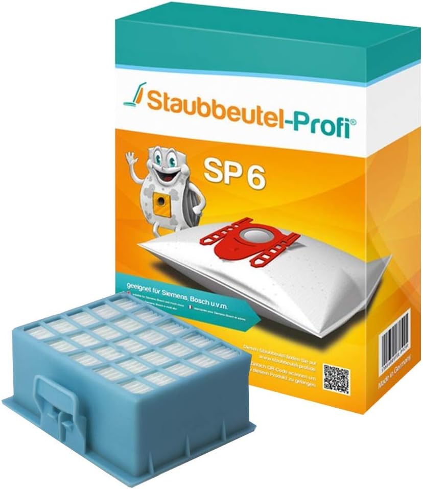 10 Staubsaugerbeutel, HEPA, geeignet für Bosch GL-20 BGB21550 Hepa Filter HF156 - SP6 von Staubbeute