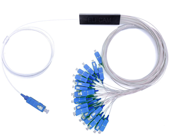 Elfcam® - Optischer Splitter Glasfaser-PLC-Splitter (Fasersplitter) SC/UPC Simplex Singlemode 0,9 mm