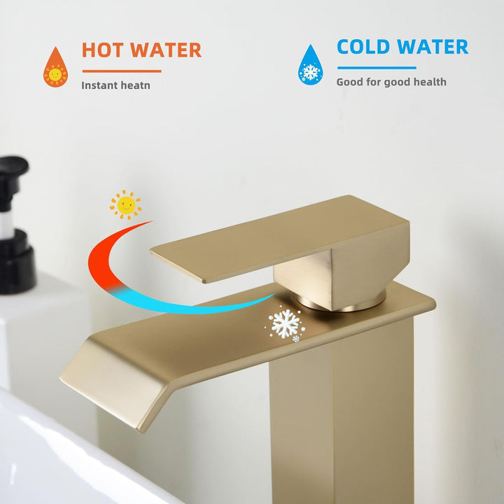 PHASAT Wasserhahn Bad Hoch, Wasserfall Waschtischarmatur Hoch mit Auslauf Höhe 205 mm, Moderner Misc