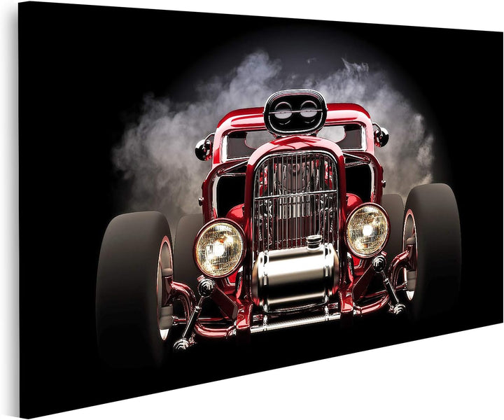 islandburner Bild auf Leinwand Hotrod Mit Rauch Hintergrund 3D Modell Bilder Wandbilder Poster Leinw