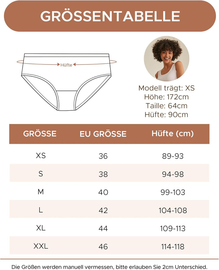 INNERSY Unterhosen Damen Baumwolle Atmungsaktive Hipster Unterwäsche Basic Bequem Panties 6er Pack M