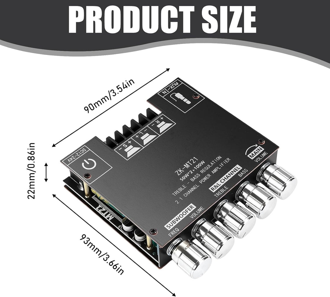 HiFi Audio Verstärker: 2x50W + 100W 2.1-Kanal-Subwoofer Verstärker-Platine-mit-bluetooth Höhen und B